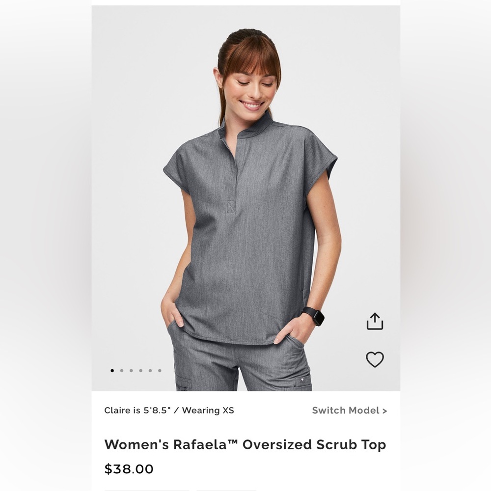 Figs scrubs graphite Rafaela top size M